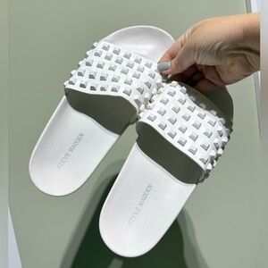 Steve Madden White Studded Sandals